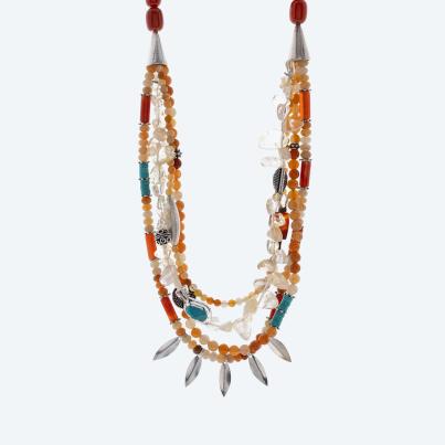 Collier Afrika Karneol, Türkis rek., Howlith
