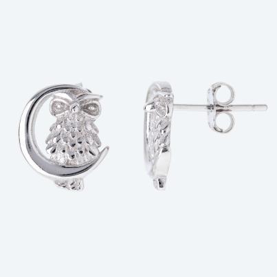 Ohrstecker Eule 925 Silber rhodiniert