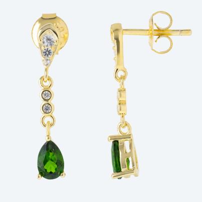 Ohrhänger 925 St. Silber vergoldet Chromdiopsid