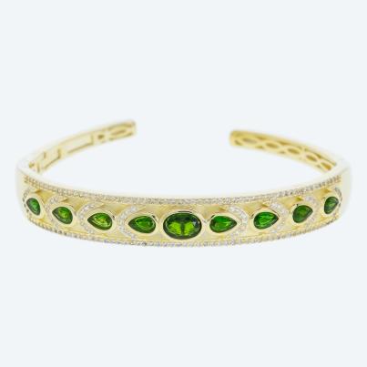 Armreif 925 St. Silber vergoldet Chromdiopsid