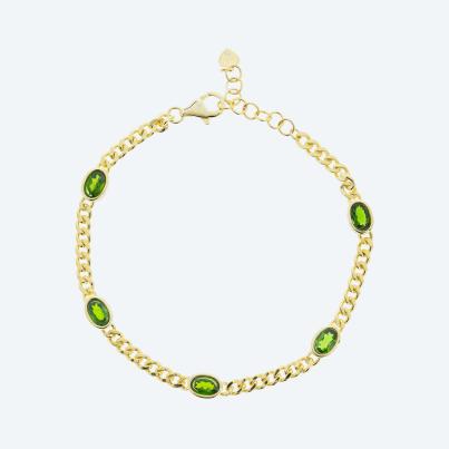 Armband 925 St. Silber vergoldet Chromdiopsid