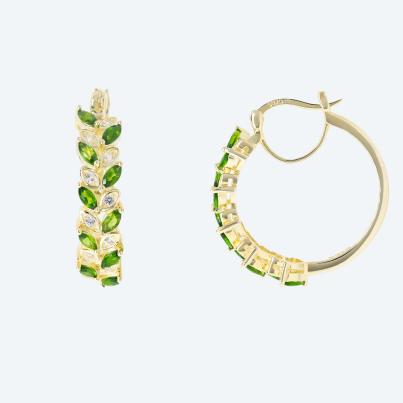 Creolen 925 St. Silber vergoldet Chromdiopsid