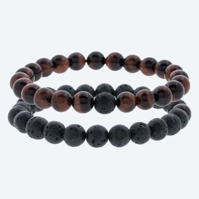 SET: 2x Armband Tigerauge rot, Lava