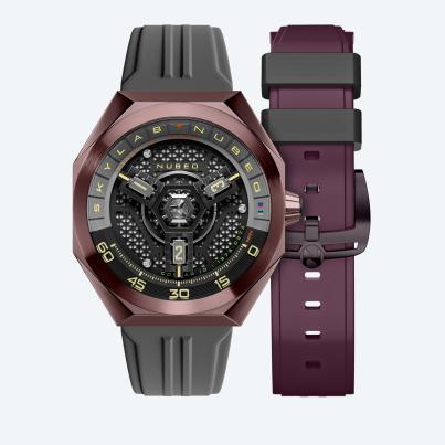NUBEO Herrenuhr "Skylab Automatic" braun-grau