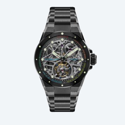 NUBEO Herrenuhr "Polaris Tourbillon" schwarz