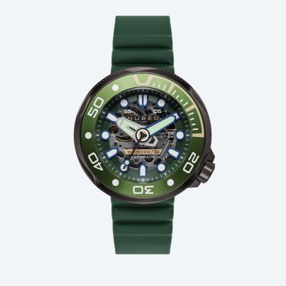 NUBEO Herrenuhr "Ventana Skeleton Automatic" grün