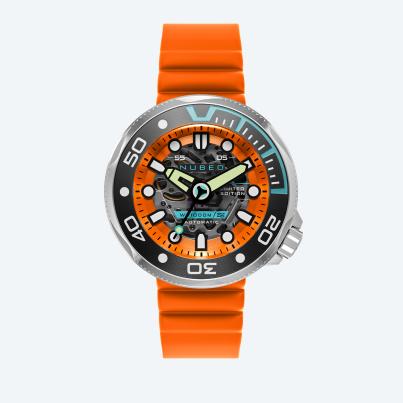 NUBEO Herrenuhr Ventana Skeleton Automatic, orange