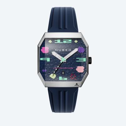 NUBEO Uhr "Console Atari Asteroids 2600" blau
