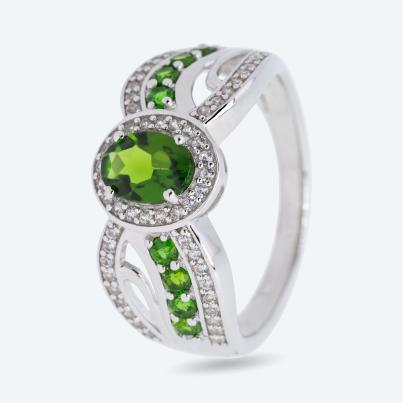 Ring 925 St. Silber rhodiniert Chromdiopsid