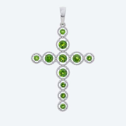 Kreuz-Anhänger 925 St. Silber rhod. Chromdiopsid