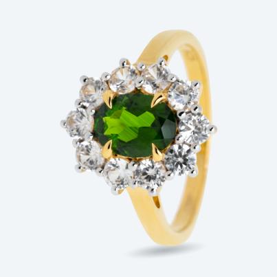 Ring 925 St. Silber vergoldet Chromdiopsid
