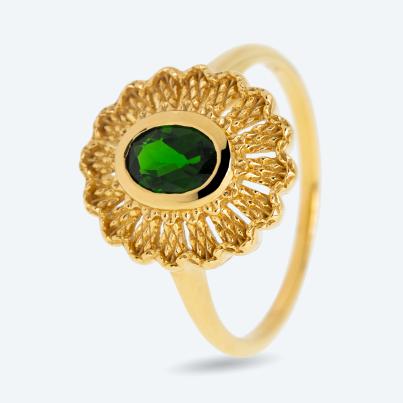 Ring 925 St. Silber vergoldet Chromdiopsid