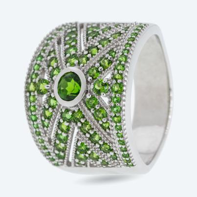 Ring 925 Silber rhodiniert Chromdiopsid