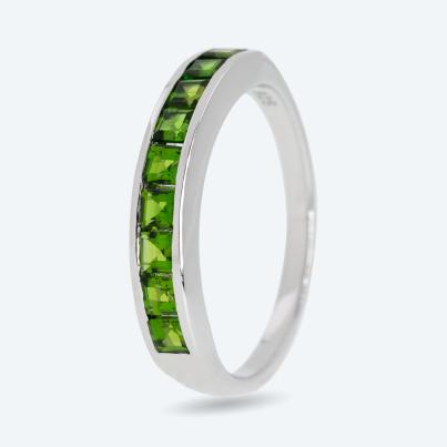 Ring 925 Sterling Silber rhodiniert Chromdiopsid