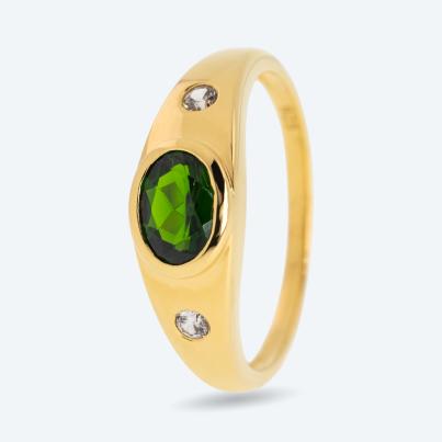 Ring 925 St. Silber vergoldet Chromdiopsid