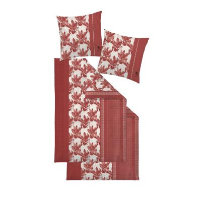 OTTO KERN Bettwäsche 4tlg. Blattdesign, rot, 2er-S