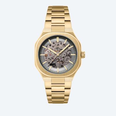 EARNSHAW Automatikuhr "Exeter Skeleton" gold-grau