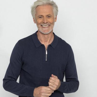 Herren-Pullover mit Polokragen blau