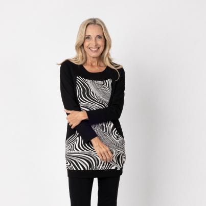 VANESSA STYLE Damen-Longshirt schwarz/ weiß