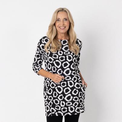 VANESSA STYLE Damen-Tunika schwarz/ weiß