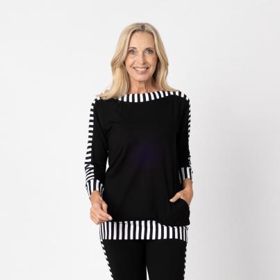 VANESSA STYLE Damen-Longshirt schwarz/ weiß