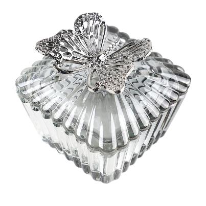 Crystal Dreams Deckeldose Schmetterling grau