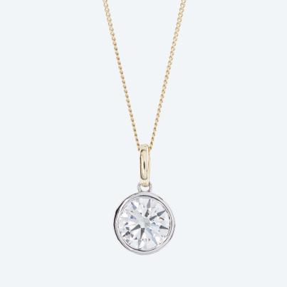 LG Solitäranhänger mit Kette 375 Gelbgold Brillant