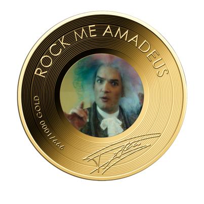 Goldmünze "40 Jahre Rock me Amadeus"