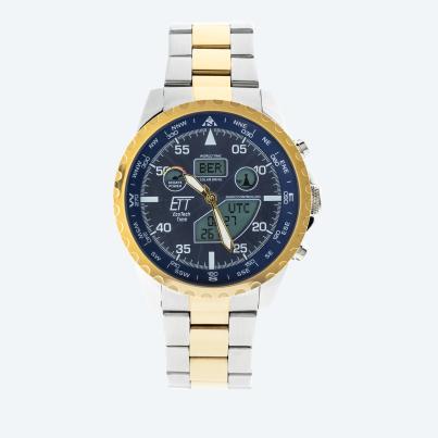 ETT Funk-Solar Herrenuhr "World Timer" blau