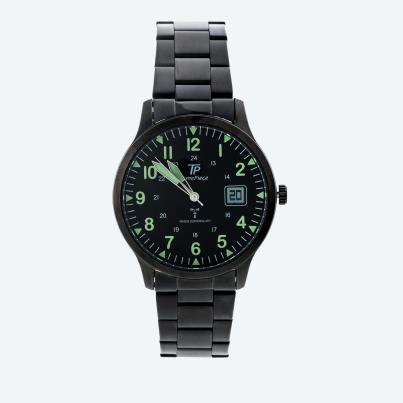 Time Piece Herren-Funkuhr, Edelstahlband, schwarz