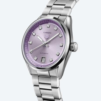 TAG HEUER Damenuhr Carrera Date fliederfarben