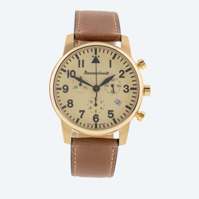 Messerschmitt Herren-Chronograph gold, Lederband