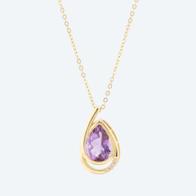 JN Anhänger+Kette 925 vergoldet Amethyst