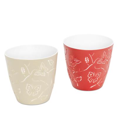 Blumentopf-Set Schmetterling rot und beige