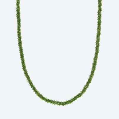 Collier Chromdiopsid 3-reihig Karabiner 925 rhod.