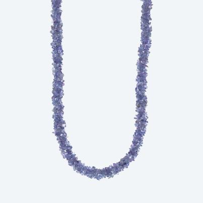 Collier Tansanit 3-reihig Karabiner 925 rhodiniert
