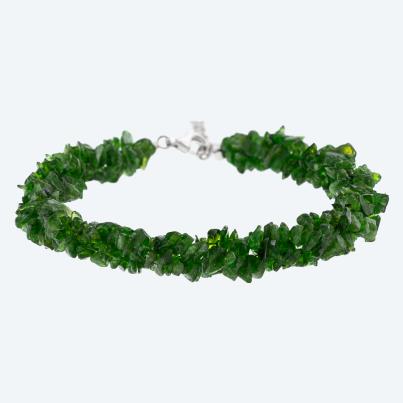 Armband Chromdiopsid 3-reihig Karabiner 925  rhod.