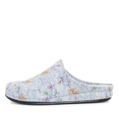 Dr. Feet Damenhausschuhe grau mit Blumen