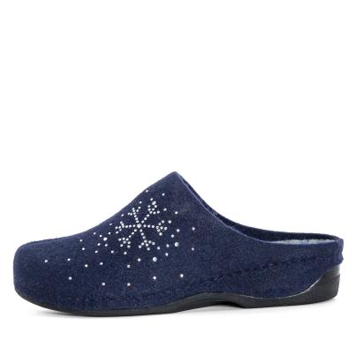 Dr. Feet Damenhausschuhe navy mit Schneeflocke