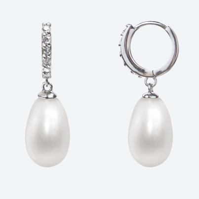 Ohrhänger 925 rhodiniert Süßwasserzuchtperle