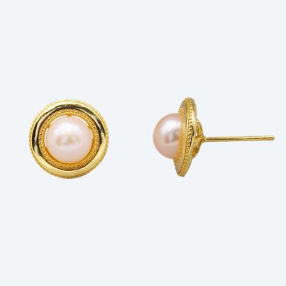Ohrstecker 925 vergoldet Süßwasserzuchtperle