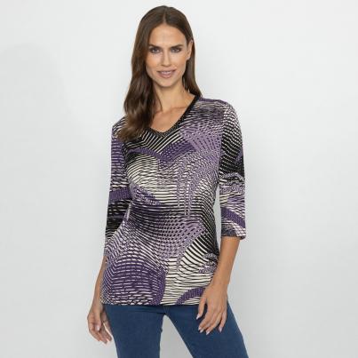 RÖSSLER SELECTION Damen Shirt schwarz/creme/lila