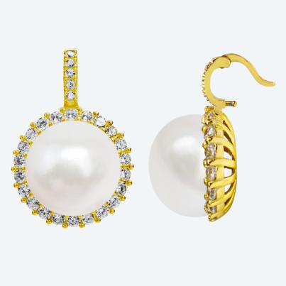 Clip-Anhänger 925 vergoldet Süßwasserzuchtperle