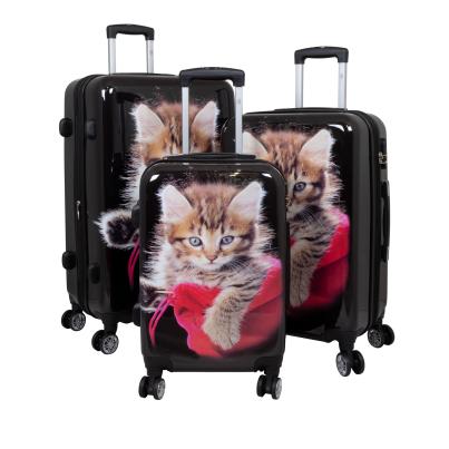 3-teiliges Polycarbonat-Kofferset 'Katze'