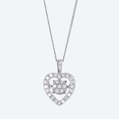 LG Anhänger mit Kette 925 rhod. Brillanten