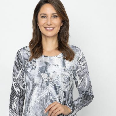 TRENDS by J. Leibfried Longshirt schwarz/weiß/grau