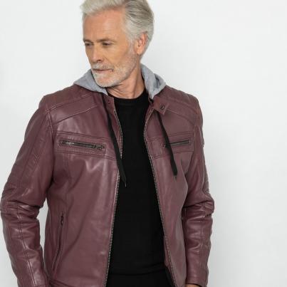 OTTO KERN Herren-Lederjacke 'Barney' pflaume