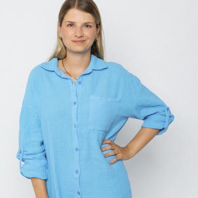 Damen-Musselin Hemd türkis