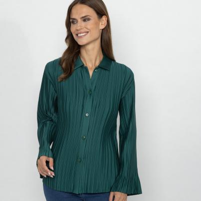 TRENDS by J. Leibfried Plissee-Bluse tannengrün