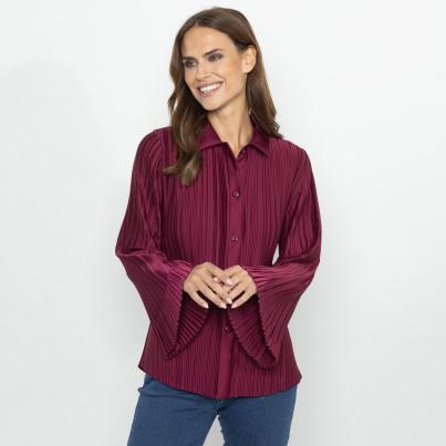 TRENDS by J. Leibfried Plissee-Bluse bordeaux
